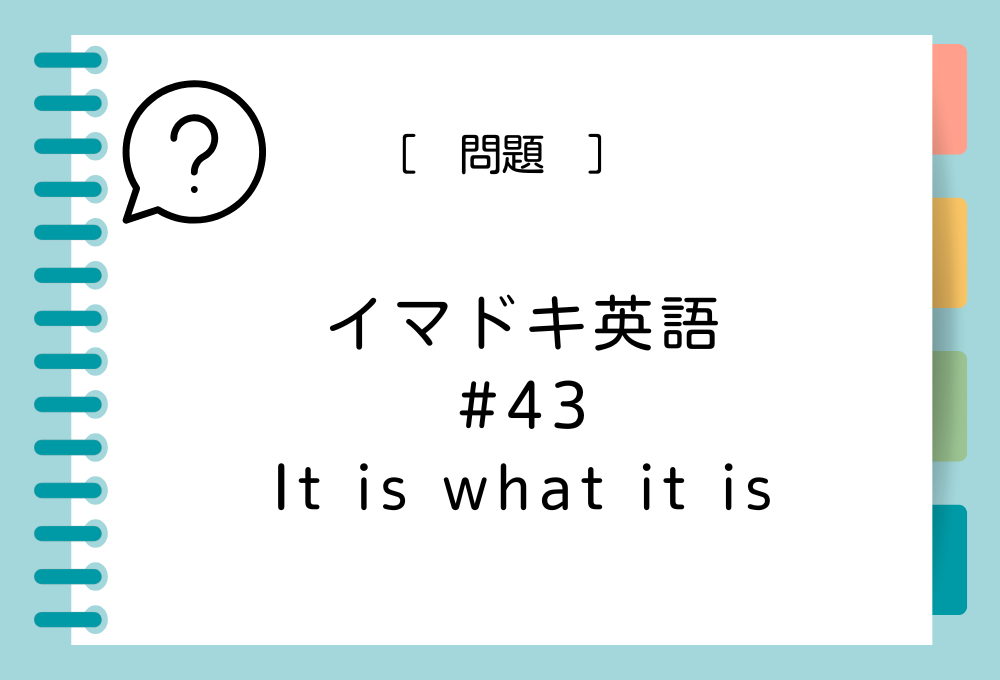 「It is what it is」の意味は？